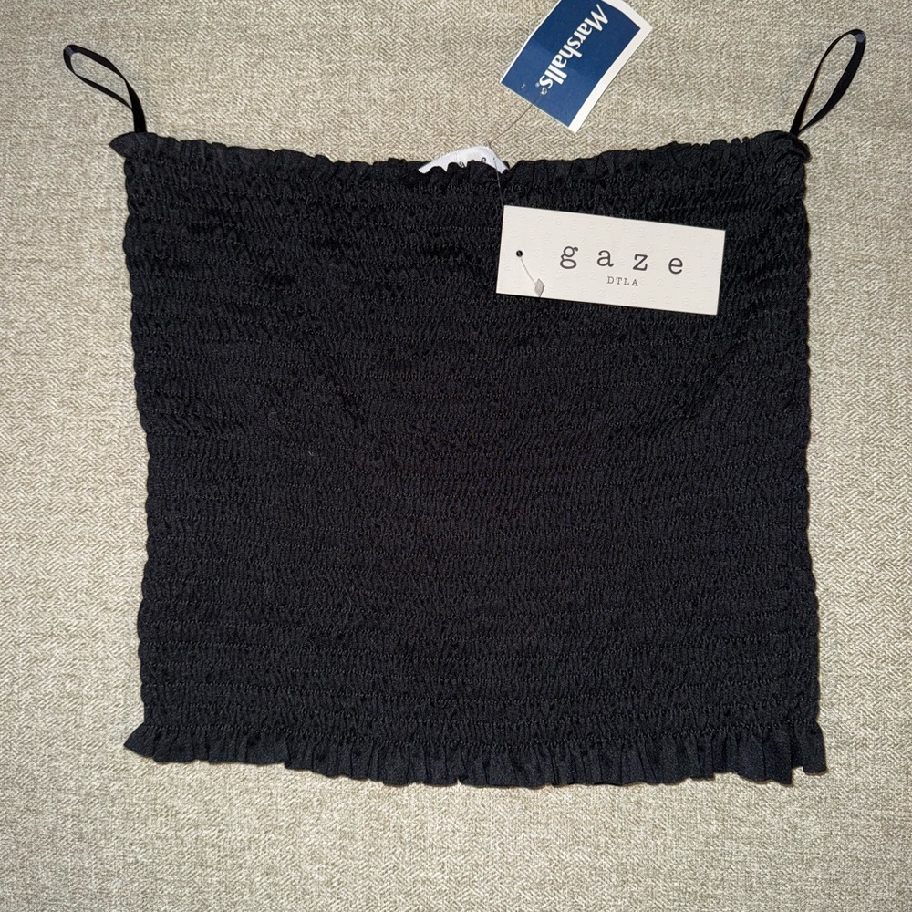 Gaze Charcoal Smocked Tube Top